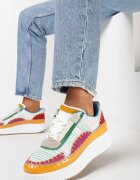  Adidași Alb-Verzi cu Partea Superioară Patchwork și Platformă În Relief Geridia