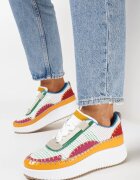  Adidași Alb-Verzi cu Partea Superioară Patchwork și Platformă În Relief Geridia