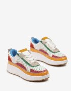 Adidași Alb-Verzi cu Partea Superioară Patchwork și Platformă În Relief Geridia