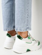  Adidași Alb-Verzi cu Talpă Groasă cu Inserții Lăcuite Fryda