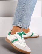  Adidași Alb-Verzi Plați Din Piele Decorați cu Dungi Navilen