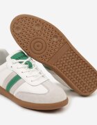  Adidași Alb-Verzi Plați Din Piele Decorați cu Dungi Navilen