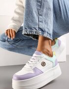  Adidași Alb-Violet pe Platformă cu Ornament Metalic Trionna