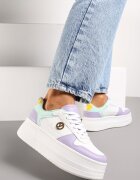  Adidași Alb-Violet pe Platformă cu Ornament Metalic Trionna