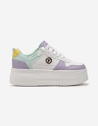  Adidași Alb-Violet pe Platformă cu Ornament Metalic Trionna