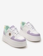  Adidași Alb-Violet pe Platformă cu Ornament Metalic Trionna