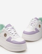 Adidași Alb-Violet pe Platformă cu Ornament Metalic Trionna