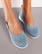  Adidași Albastre Slip-on cu Talpă Plată decorate cu Strasuri Faux Foviana