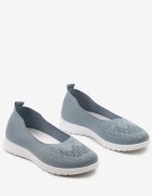  Adidași Albastre Slip-on cu Talpă Plată decorate cu Strasuri Faux Foviana