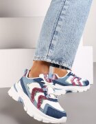  Adidași Albastri pe Talpă Groasă cu Inserții cu Sclipici Sairiel