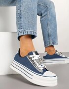  Adidași Albaștri pe Talpă Groasă Decorați cu Aplicație cu Fluture Hanathra