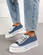  Adidași Albaștri pe Talpă Groasă Decorați cu Aplicație cu Fluture Hanathra