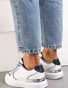  Adidași Albastru-Alb cu Platformă Joasă cu Inserții cu Sclipici și Metalice Limexa