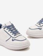 Adidași Albastru-Alb cu Platformă Joasă cu Inserții cu Sclipici și Metalice Limexa