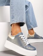 Adidași Albastru-Auriu pe platformă groasă cu croială sub gleznă Nucaria