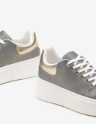  Adidași Albastru-Auriu pe platformă groasă cu croială sub gleznă Nucaria