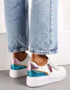  Adidași Albi-Albastri pe platformă decorați cu fermoare Halimedia