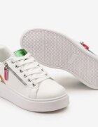  Adidași Albi-Albastri pe platformă decorați cu fermoare Halimedia