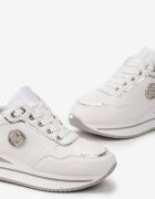  Adidași Albi-Argintii cu Platformă cu Paspol Decorați cu Aplicație Liseart