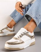  Adidași Albi-Aurii cu Talpă Groasă și Inserții Decorative Uvunna