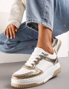  Adidași Albi-Aurii cu Talpă Groasă și Inserții Decorative Uvunna