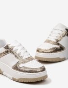 Adidași Albi-Aurii cu Talpă Groasă și Inserții Decorative Uvunna