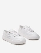  Adidași Albi cu aplicație de floare pe lateral și șireturi cu zirconii Tessta