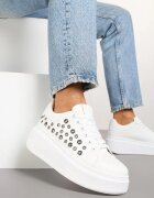  Adidași Albi cu Talpă Groasă cu Aplicații Decorative Marivelle