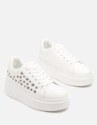  Adidași Albi cu Talpă Groasă cu Aplicații Decorative Marivelle