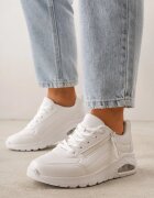  Adidași Albi cu talpă groasă cu benzi embosate Justinalin