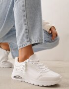 Adidași Albi cu talpă groasă cu benzi embosate Justinalin