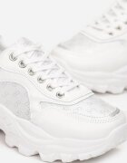  Adidași Albi cu Talpă Groasă cu Fir Metalic Adeteia