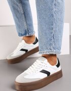  Adidași Albi cu Talpă Groasă cu Inserții Decorative Irithine
