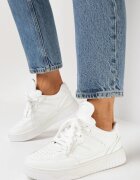  Adidași Albi cu Talpă Groasă cu Inserții Kalidras