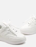  Adidași Albi cu Talpă Groasă cu Inserții Kalidras