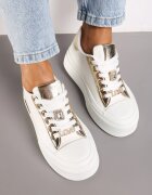  Adidași Albi cu Talpă Groasă cu Inserții Metalice și Cirkonii Himaria