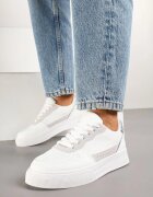  Adidași Albi cu Talpă Groasă cu Sclipici Perforații și Împletitură Mirreina
