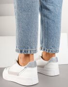  Adidași Albi cu Talpă Groasă cu Sclipici Perforații și Împletitură Mirreina