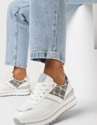  Adidași Albi cu Talpă Groasă cu Sclipici și Inserții din Material Dinrila