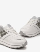  Adidași Albi cu Talpă Groasă cu Sclipici și Inserții din Material Dinrila