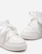  Adidași Albi cu Talpă Groasă cu Șireturi Decorative Edidda