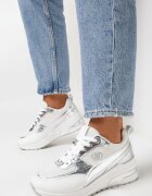  Adidași Albi cu Talpă Groasă cu Șireturi și Inserații Strălucitoare Airelim