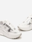  Adidași Albi cu Talpă Groasă cu Șireturi și Inserații Strălucitoare Airelim