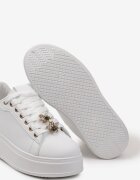  Adidași Albi cu Talpă Groasă cu Zirconii și Perle Wasibia
