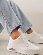  Adidași Albi cu Talpă Groasă Decorați cu Inserție Transparentă Riosanna