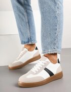  Adidași Albi-Negri în Stil de Teniși Decorați cu o Bandă Elhanis