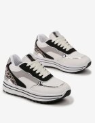  Adidași Albi pe Platformă cu Inserții Metalice Stovia