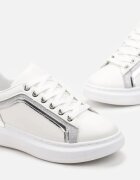 Adidași Albi pe Platformă cu inserții metalice Tilene