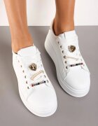  Adidași Albi pe Talpă Groasă cu Ornamente la Șireturi Ellajoy
