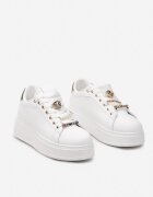  Adidași Albi pe Talpă Groasă cu Ornamente la Șireturi Ellajoy